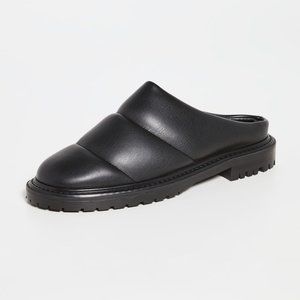 $330 STAUD ASTRO MULE BLACK CHANNEL QUILTING LUGGED SOLE LEATHER 38 (2) TB27